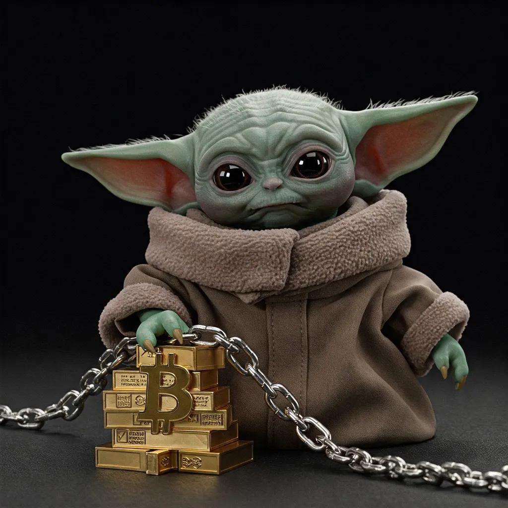 Meme-style illustration of "blockchain Yoda" — playful take on blockchain/trustless tooling as a 2024 PM trend