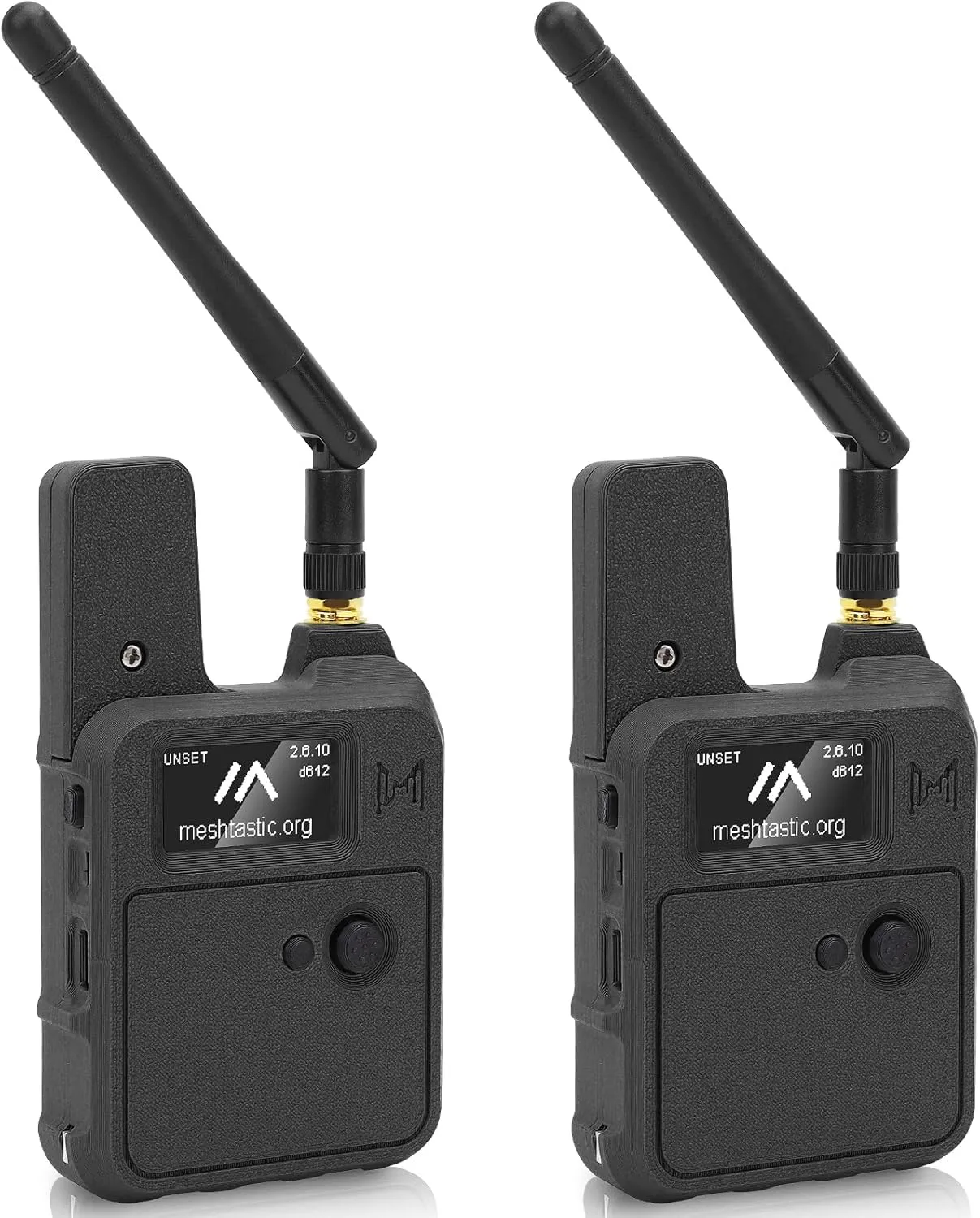 The Meshnology Wio Tracker L1 two-pack — two ready-to-use Meshtastic handheld units with nRF52840 + SX1262 LoRa, GPS, and a 1.3-inch OLED, used as the pet-tracker proof-of-concept base station and test node.