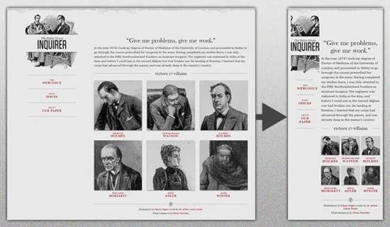 Ethan Marcotte's sample design demonstrating a fluid, flexible responsive layout from his A List Apart article
