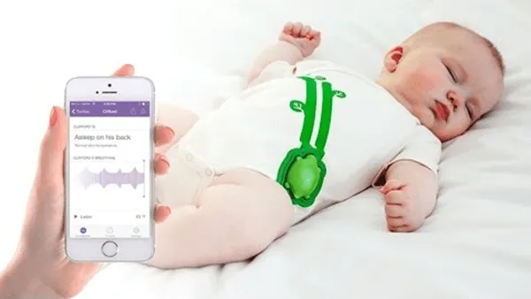 Mimo Smart Nursery companion app screenshot — real-time baby vitals dashboard