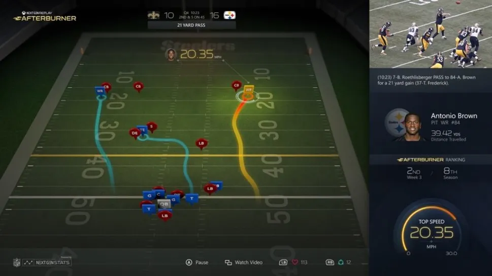 Wearable data in sports coverage — NFL players outfitted with RFID chips for real-time tracking